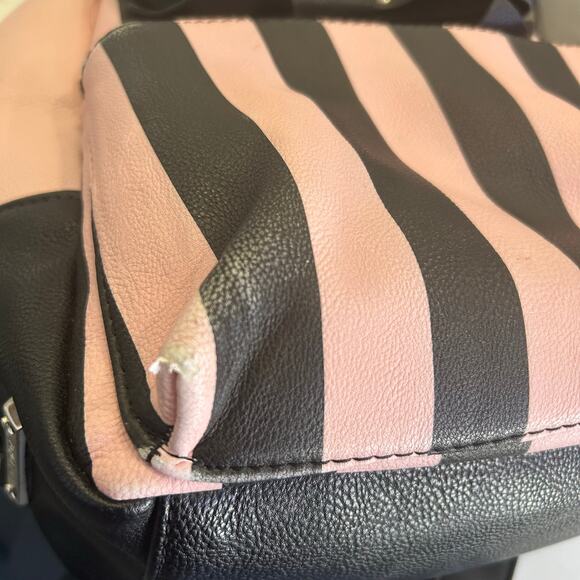 Betsey Johnson Pink Black Striped Bow Backpack Studded - Picture 6 of 7